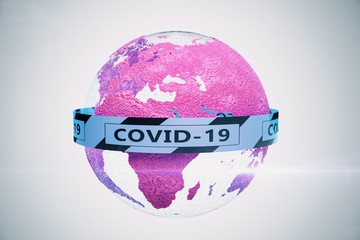 Globe covid-19 warning symbol.