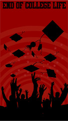 University graduation cap throwing print embroidery graphic design vector art