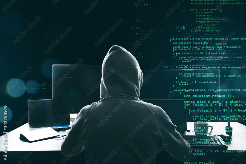 Leinwandbilder Hacker programmer using computer