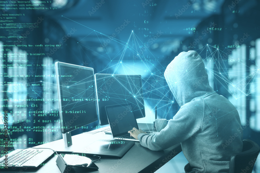 Leinwandbilder Programmer using computer with html code.