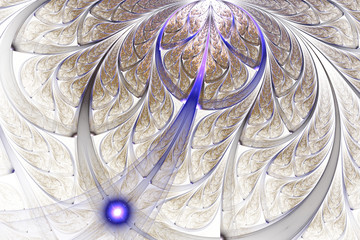 Light brown and violet fractal leaves, digital artwork for creative graphic design - 343251133