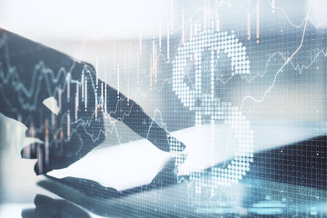 Hand using digital tablet with dollar symbol