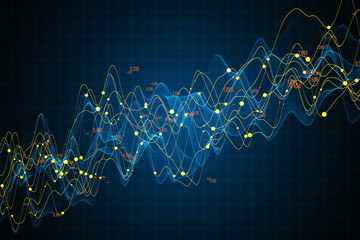 Creative dark forex chart backdrop with candlestick graph