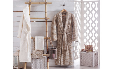 Bathrobe set stock photo