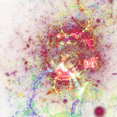 Light colorful fractal galaxy, digital artwork for creative graphic design - 343251904