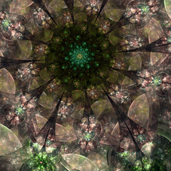 Dark fractal flower, digital artwork for creative graphic design - 343251983