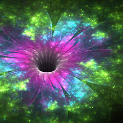 Rainbow fractal flower, digital artwork for creative graphic design