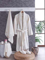 Bathrobe set stock photo