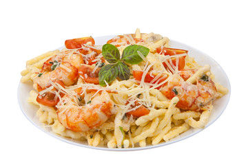 delicious Spaghetti pasta with prawns on  plate