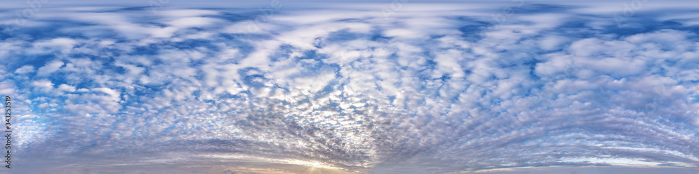 Wall mural seamless hdri panorama 360 degrees angle view blue sky with beautiful fluffy cumulus clouds without 