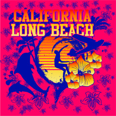 Surfer print and embroidery graphic design vector art