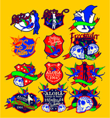 Tattoo tribal skull print embroidery graphic design vector art