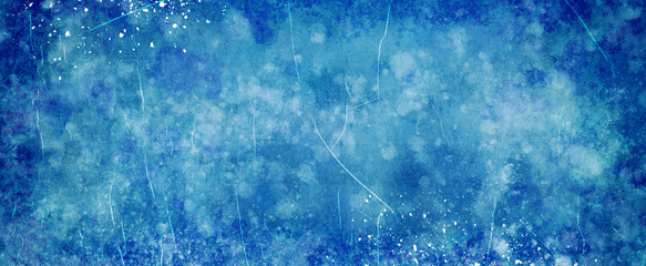 scratched grunge blue background texture, old distressed vintage design with rusted peeling painted metal and paint spatter illustration, grungy blue paper