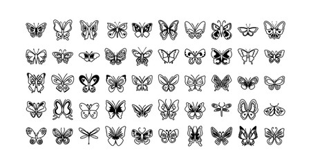bundle of butterflies set icons © Gstudio