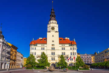 Naklejka premium Upper Square with the City Hall in Opava town, Czech Republic, Europe.