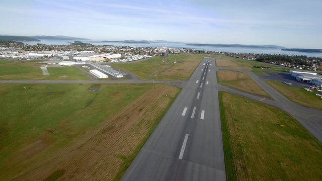Airplane Takeoff From Victoria Airport Aerial View