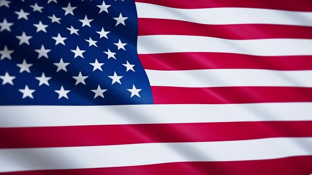 Flag of the United States of America close-up. Fluttering in the wind. The texture of the fabric.Vignetting at the edges of the frame. Looped video footage. 4K. HD