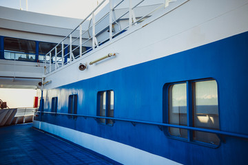 open deck corridor of a cruise ship