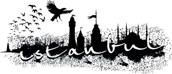 Istanbul city skyline print embroidery graphic design vector art