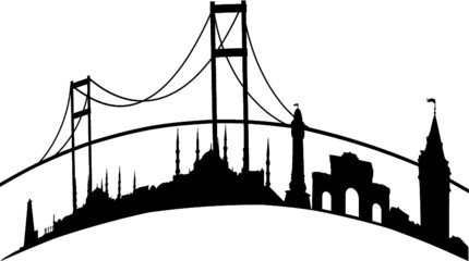 istanbul city skyline graphic design vector art