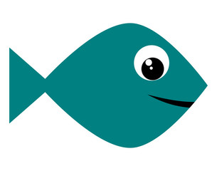 Cartoon fish icon. Vector illustration isolated on white.