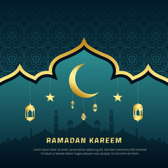 Flat Ramadan Kareem Holiday Background Design