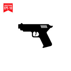 gun and bullets Icon symbol Flat vector illustration for graphic and web design.
