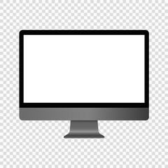 Computer Monitor Display Isolated on a transparent background. Realistic Monoblock monitor with a blank screen. Vector eps 10