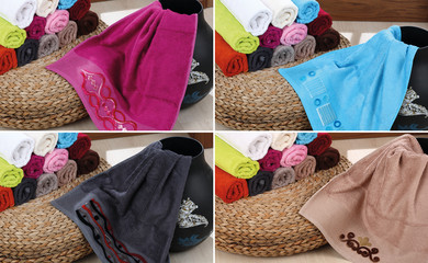 Stack of clean soft colorful towels. 