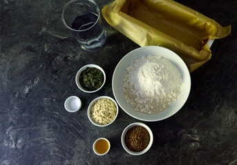 Homemade Wholegrain Bread with Pumpkin Seeds, Linseed, Oat Flakes – served with Olive Oil & Sea Salt