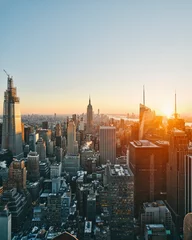 Papier Peint photo autocollant Skyline horizon de la ville de new york au coucher du soleil