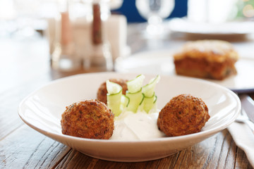 Zucchini croquettes close-up
