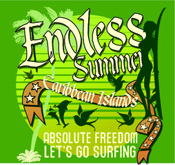 Endless summer surfer graphic design vector art