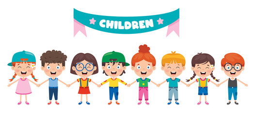 Group Of Funny Children Playing