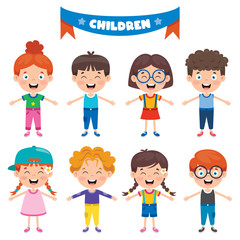 Group Of Funny Children Playing