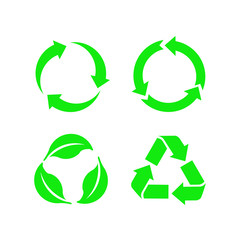 set recycle triangle arrow recycle Icon symbol Flat vector illustration for graphic and web design.