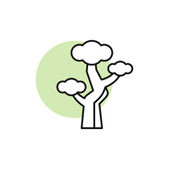 Tree, plant icon. Simple line, outline vector elements of flora with green circle for ui and ux, website or mobile application