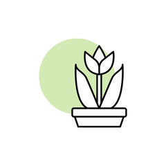 Tulip, flower icon. Simple line, outline vector elements of flora with green circle for ui and ux, website or mobile application