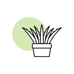 Aloe Vera, plant icon. Simple line, outline vector elements of flora with green circle for ui and ux, website or mobile application