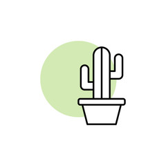 Cactus, plant icon. Simple line, outline vector elements of flora with green circle for ui and ux, website or mobile application