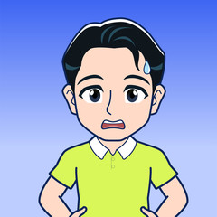 Obraz premium 黄緑のシャツを着た若者