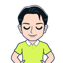 オレンジのシャツを着た男性