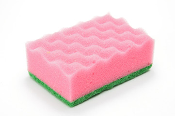 Sponge for washing dishes and plumbing on a white background