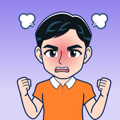 オレンジのシャツを着た男性