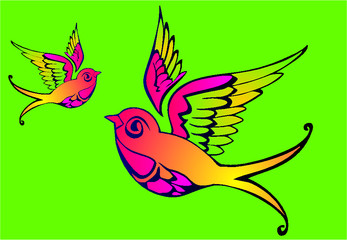Tattoo tribal birds graphic design vector art