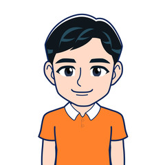 オレンジのシャツを着た男性