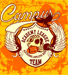 American football Athletic College sports print and embroidery graphic design vector art
