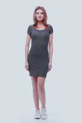 Fototapeta premium Successful business woman - isolated over a grey background