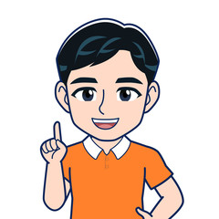 オレンジのシャツを着た男性