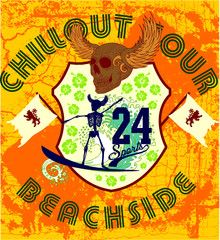 Tattoo tribal skull print and embroidery graphic design vector art